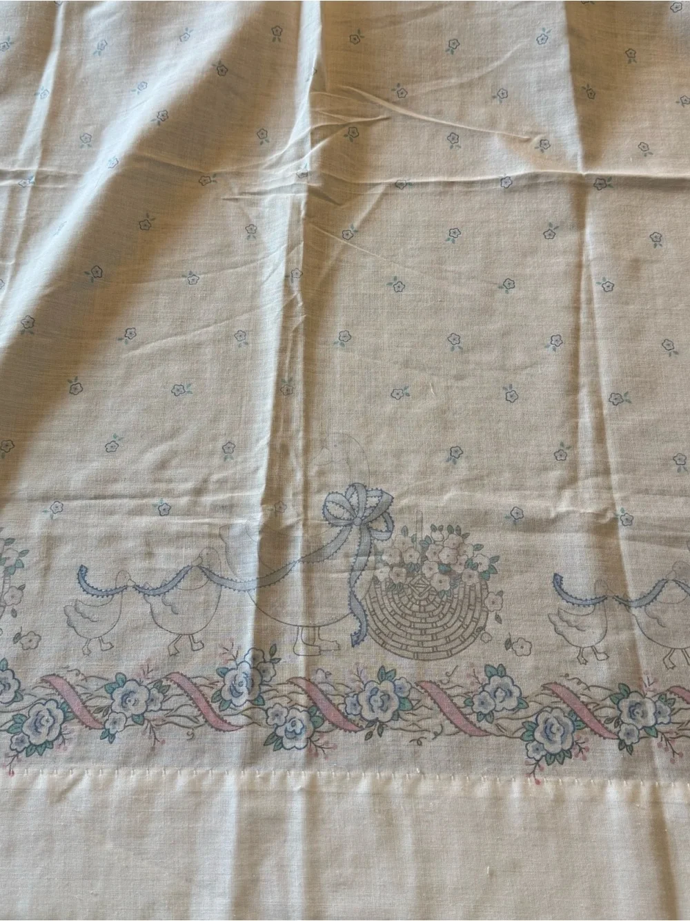 Vintage Rare Find! Goose Blue Ribbon Set 4 Kitchen Curtains Panels 28